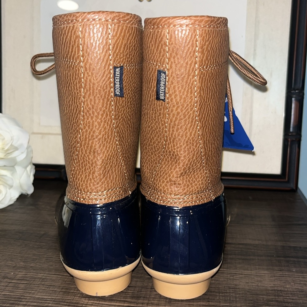 JBU Women's Maplewood Brown & Navy Water-Resistant Lace-up Boots size 8M NWOB - Picture 5 of 10